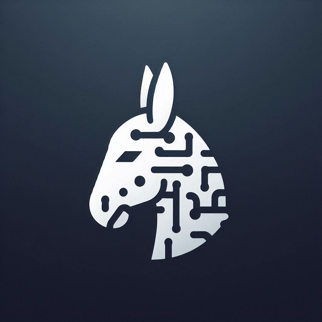 Minimalist tech-inspired donkey favicon, symbolizing persistence and intelligence for tech enthusiasts.